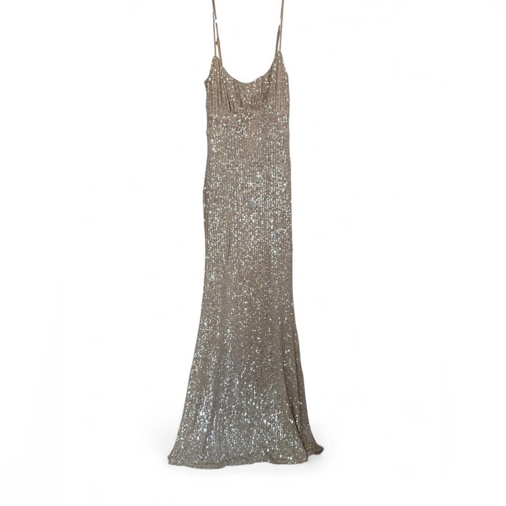 Elegant Silver Sequin Gown